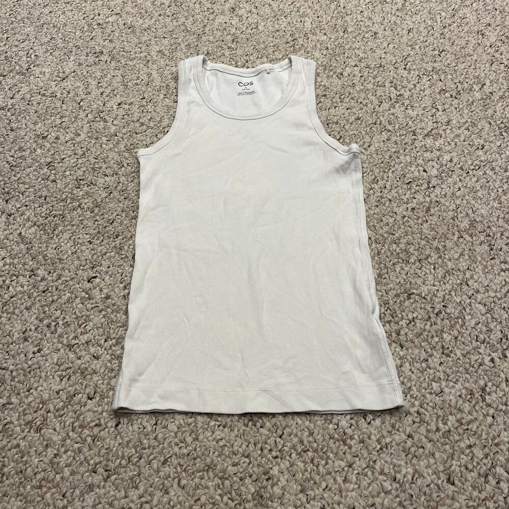 COS Basic Ribbed Tank Top S White Classic Minimalist Capsule Casual